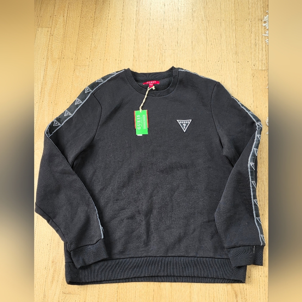 NWT Guess Dover Logo Crewneck Black Size L